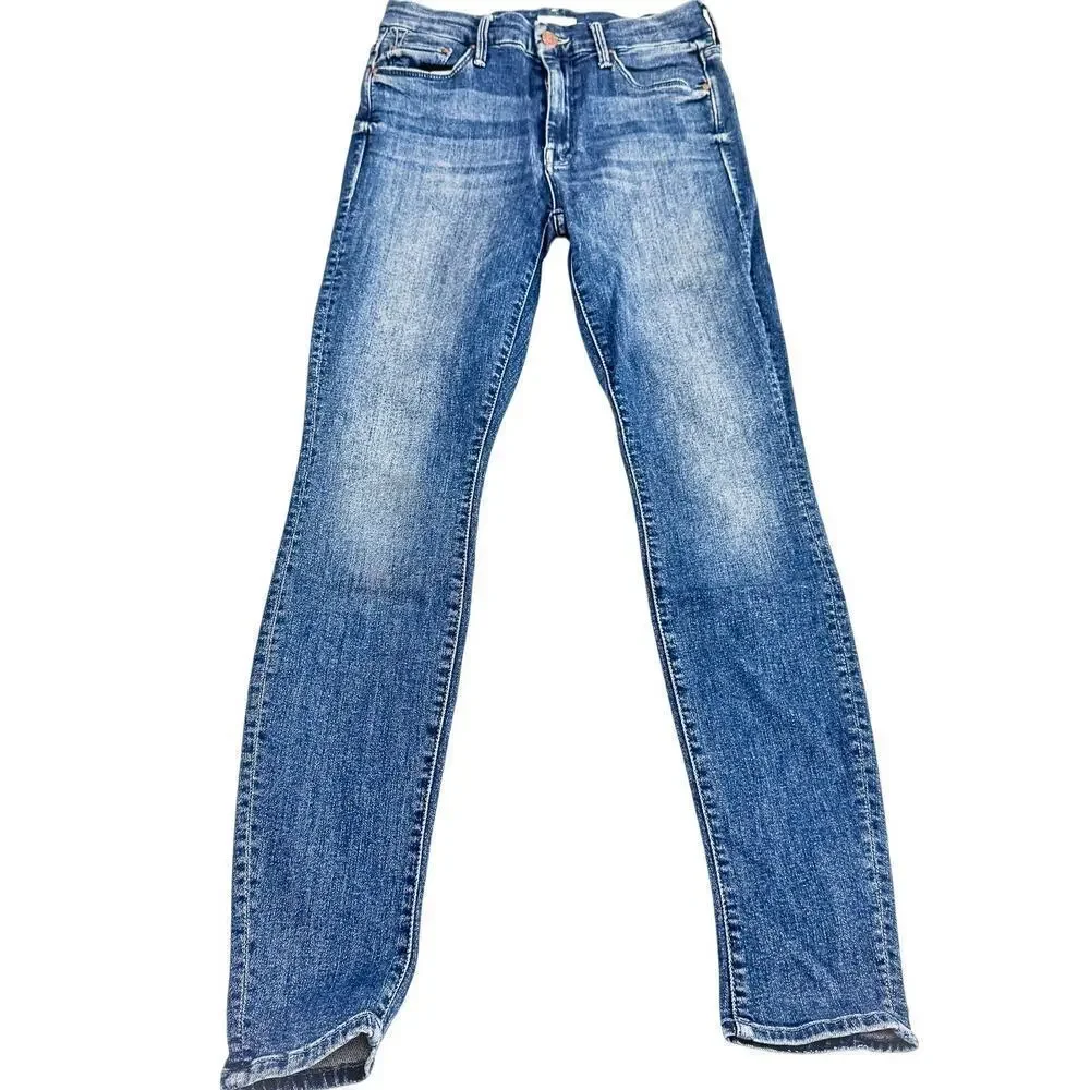 Mother The Looker Groovin' Zip Fly Denim Jeans Faded Distressed Wash Size 26